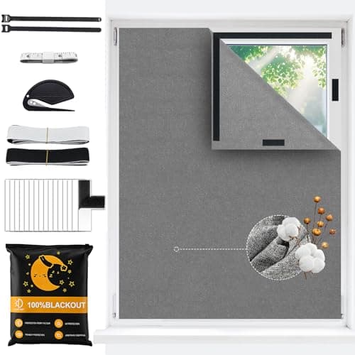 100% Blackout Curtains for Bedroom, [Upgraded] Cotton Black Out Window Cover, No Drill Portable Black Out Blinds for Window, Sticky Blackout Shades for Travel, Nursery, Office, RV, Dorm 39x59 inch - Image 1