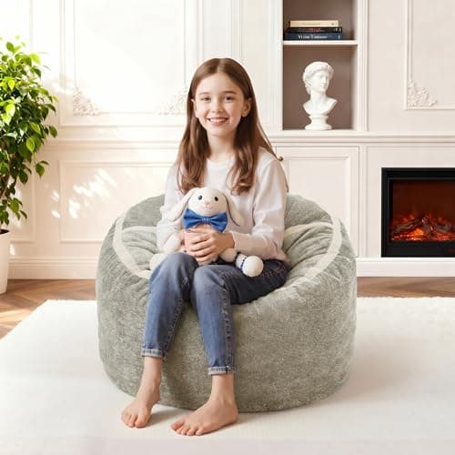 Homguava 2FT Bean Bag Chair Giant Bean Bag Chairs for Adults with Memory Foam Filled,Beanbag Chair with Soft Faux Fur Cover,Comfy Bean Bag Sofa Lounger for Living Room,Game Room,Bedroom - Thumbnail 4