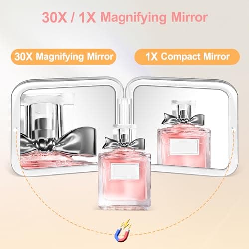 MIYADIVA Compact Mirror, 30X Magnifying Mirror, Pocket Mirror for Purse, Travel Makeup Mirror with 30X/1X Magnification, Travel Essentials Mirrors, Precision Tweezers, Present for Girls - Thumbnail 5