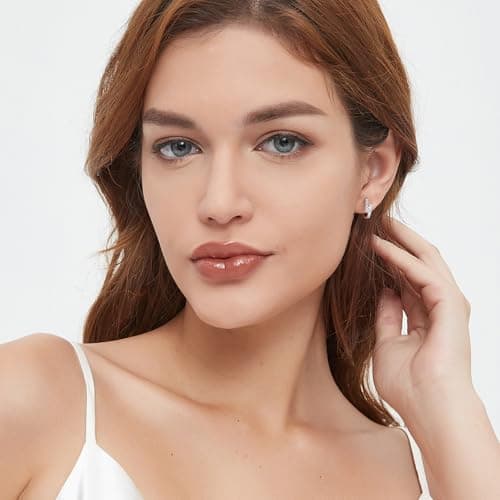 GIRIOIZ high carbon diamond Stud Earrings for Women,Hypoallergenic S925 Sterling Silver Studs D Color Clarity Round Cut Lab Created Diamond Earrings (White5) - Thumbnail 6