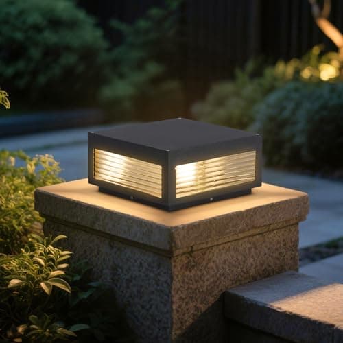 PAKEDANDUN Outdoor Post Lights, 11.81" Column Pillar Light Hard Wired, Modern Fence Posts Lamp Waterproof 3000K Warm LED Lighting Lantern with E26 Bulb for Patio Driveway Garden Decoration - Image 1