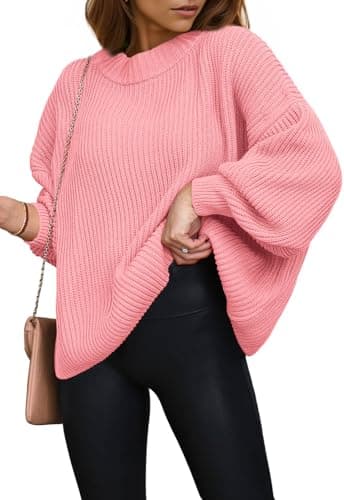 PRETTYGARDEN Women's Fashion Sweater Long Sleeve Casual Ribbed Knit Winter Pullover Chunky Spring Sweaters for Women 2026 (Heather Pink,X-Large) - Image 1
