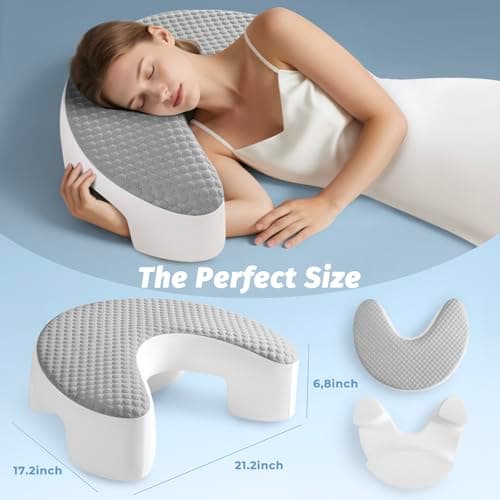 Baigee Side Sleeper Pillow for Adults with Arm Hole (Grey,17"x21") - Thumbnail 4