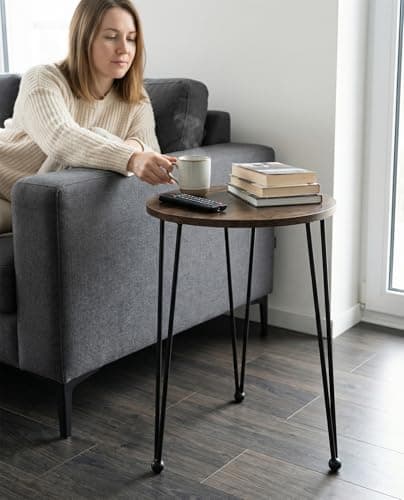 iLTreFlo 17 Inch Tall Metal Plant Stand Indoor,Heavy Duty Flower Pot Holder with 11.5 Inch Modern Round Board Table,Sturdy Metal Tripod Design Side Table,Matte Black - Thumbnail 5