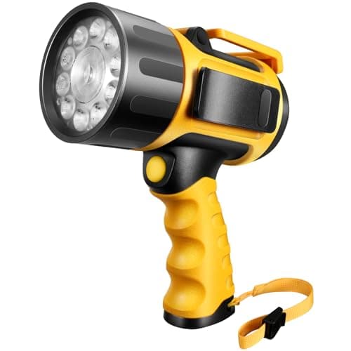 BIGSUN Rechargeable Spotlight, High Lumens Large Flashlight, Bright LED Handheld Spotlight Flashlight, Long Running Searchlight, Outdoor Spotlights with Floodlights for Hunting Camping Boat - Image 1