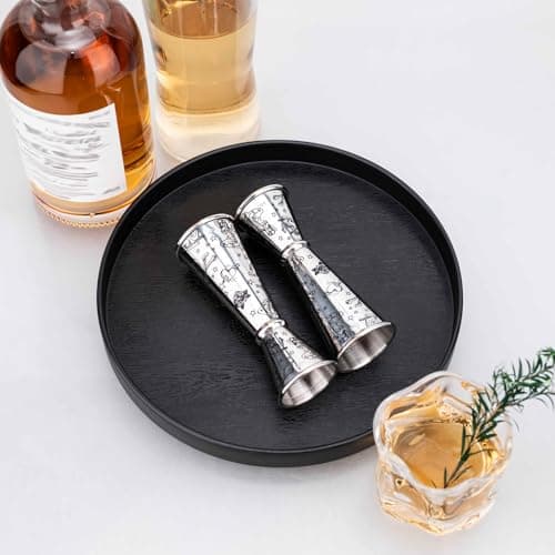 Jigger for Bartending, Cocktail Jigger 2 oz 1 oz with Measurements Inside, 304 Stainless Steel Jigger, bar Accessories, Cocktail Measuring Cup, Silver, Etched Black - Thumbnail 5