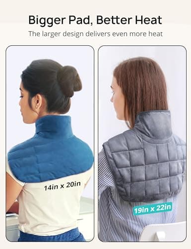 Weighted Heating Pad for Neck and Shoulders, Soft Heating Pad for Back Pain & Cramps Relief, 19" x 22" Large Electric Heated Shoulder Wrap with 4 Heat Settings, 2H Auto-Off, Gifts for Women & Men - Thumbnail 6
