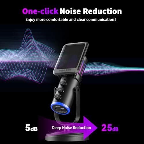 PUPGSIS Gaming Microphone for PC, Noise Cancellation Condenser Mic with RGB Lights, Mute, Monitoring, Pop Filter, Desktop-Mic for Streaming/Podcasting/Recording/Gaming Equipment, Plug & Play-Black - Thumbnail 3
