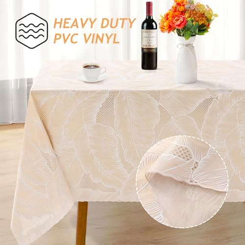 Kaixinbao Waterproof Vinyl Table Cloth,Heavy Duty PVC Rectangle Table Cover for Kitchen Dining Room,Washable & Stain Resistant Wipeable Tablecloth for Indoor/Outdoor Party,Wedding,Camping. - Thumbnail 5