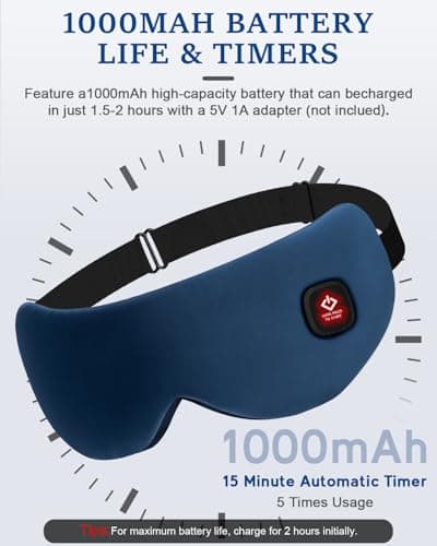 Cordless Heated Eye Mask for Dry Eyes, Blocking Light Sleeping Mask Warm Eye Compresses Electric Heating Pad for Stye Eye Treatment Blepharitis Sinus Migraine Gifts for Woman Man - Thumbnail 3