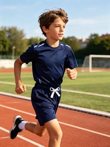 Cozople Boys Athletic Shorts Quick-Dry Soccer Shorts for Running Basketball Gym Active Play Kids Summer Training Sport Shorts with Stretch Waist Szie 10 Navy Blue - Thumbnail 2