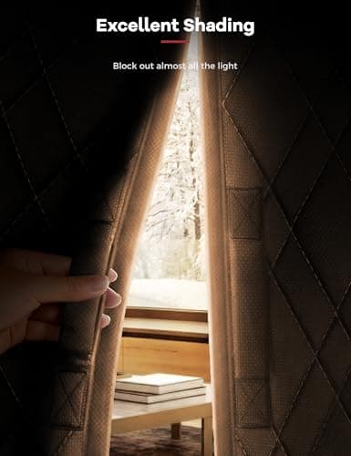 AEOCOO Insulated Door Curtains, Fit Size up to 32 x 80 Inches for Doorways/Front/Back/Basement, Magnetic Thermal Door Cover for Winter, Oxford Filled with Thick Cotton to Keep Warm, Brown, Diamond - Thumbnail 4