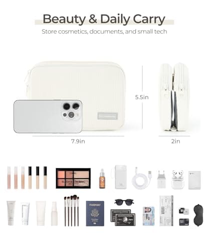 EPEDAL24 Preppy Makeup Bag, Rectangle Double Detachable Cosmetic Organizer, Clear Side Panel Portable Travel Pouches for In-Flight Essentials, Beauty & Tech Accessories, Gift for Women - Thumbnail 2