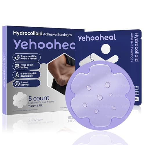 yehooheal Hydrocolloid Bandages Wound Dressing,Stays on for 7 Days 0.004inch Ultra-Thin Second Skin Waterproof Faster Healing,Less Scarring,HSA FSA for Outdoor First Aid(2.36in*2.36in,5count) - Image 1