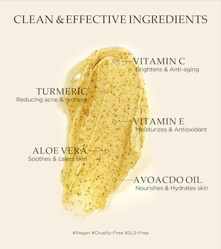 Revitalizing Exfoliation Face Scrub with Vitamin C and Turmeric – Gentle Exfoliating Face Wash for Blackheads, Pore Dirt & Dark Spots –Daily Balancing Facial Scrub for All Skin Types, 4.23 Fl Oz - Thumbnail 5