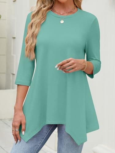 JUSTFASHIONNOW Plus Size Spring Clothes for Women 3X Blouses for Women Dressy Casual Cadetblue Shirt Womens Business Casual Work Tops（Green，3X-Large - Thumbnail 5