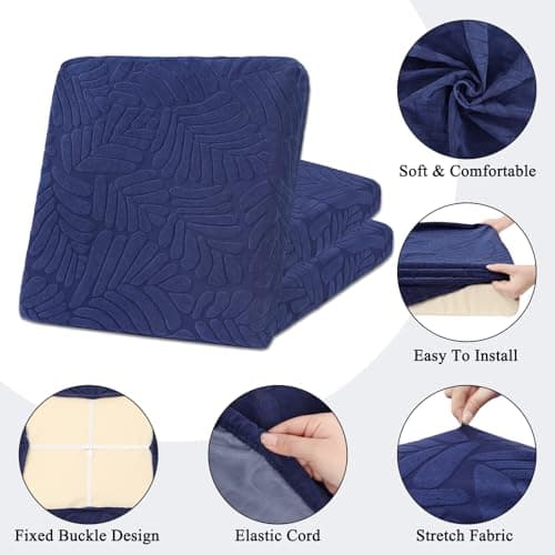HEBE Stretch Patio Cushion Covers Set 8pcs,Waterproof Outdoor Couch Covers Replacement,Washable Reusable Seat Cushion Slipcovers for Patio Furniture Protector,Chair Cushion Cover - Thumbnail 4