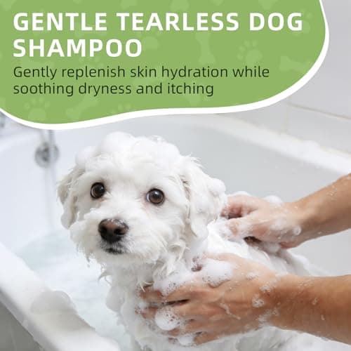AOPEIBOTO Puppy Shampoo for Puppies 8 Weeks Old, Gentle Tearless Dog Shampoo for Smelly Dogs, Deodorizing Dog Shampoo with Aloe Vera & Oat Extract - Thumbnail 3