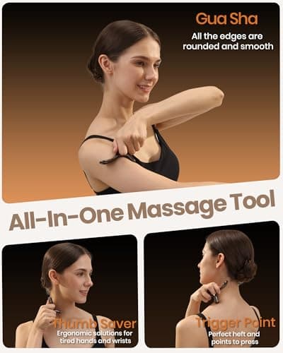 lifechill Trigger Point Massage Tool for Deep Tissue Pain Relief, Gua Sha & Muscle Scraper Tool for Full Body, Thumb Saver Acupressure Tool Relieve Plantar Fasciitis, Black - Thumbnail 2