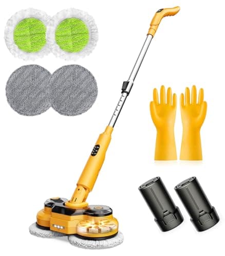 qimedo 5000mAh Electric Mop with Two Battery M2,800RPM Cordless Mops for Floor Cleaning,Best Automatic Spin Mops with Smart Display,Upright Rotating Power Mop with LED Light & Water Spray - Image 1