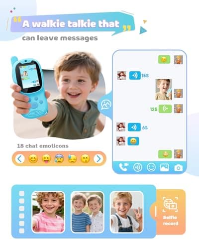 Eveedo Video walkie talkies for Kids,2 Pack Rechargeable Kids Walkie Talkies can Send Messages,Christmas Birthday Gifts for Kid Age 3-12,Portable Toddler Toy for 4 5 6 7 8 9 Year Old Girls Boys Blue - Thumbnail 4