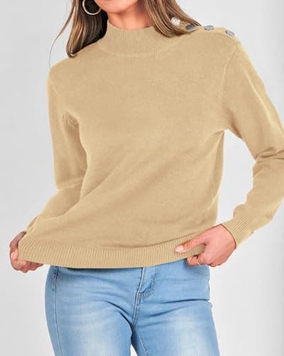 KIRUNDO Fall Sweaters for Women 2026 Striped Turtleneck Ribbed Knit Sweater Trendy Pullover Jumper Winter Fashion Clothing(X-Large, B-Apricot, x_l) - Thumbnail 5