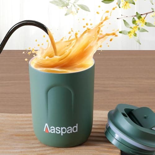 Aaspad Coffee Tumbler 8 Oz-12 Oz Standard Medium Espresso travel mug Stainless Steel Double Wall Vacuum Insulated metal cups with Leak proof lid Thermal or iced Cappuccino Latte Americano Office gift - Thumbnail 2