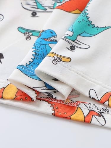 Joonberry Toddler Kids Soft Bamboo Viscose Long Sleeve Top and Pants Clothing Set–2-Piece 2-9Y Boys Girls Outfit（Dinosaur, 4-5Y - Thumbnail 5