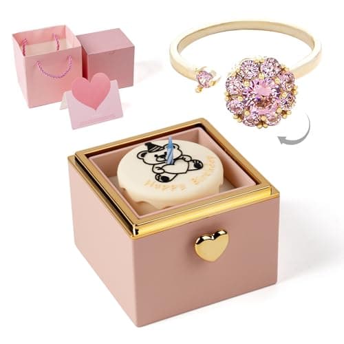 mountova Mothers Day Gift for Mom Grandma Wife - Creative Surprise Cake Jewelry Box with Hidden Ring Holder - Unique Flip Mechanism Birthday Gift for Her - Pink - Image 1