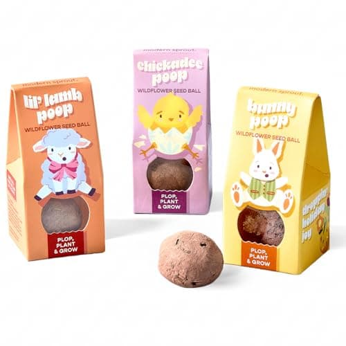 Modern Sprout Wildflower Seed Ball Poop - Eco-Friendly Gift - Non-GMO Hand-Rolled Clay Seed Bombs w/Wildflower Seeds - Plop Plant & Grow Gardening Gift Set for Kids & Adults - (Easter Plop-Pack of 3) - Image 1