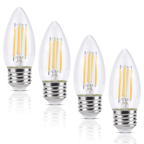 KINUR E26 led Bulb 40W Candelabra Light Bulbs,B11 LED Chandelier Bulbs,2700K Warm White Decorative Candle Bulb,for Ceiling Fan Home Decor 4-Pack