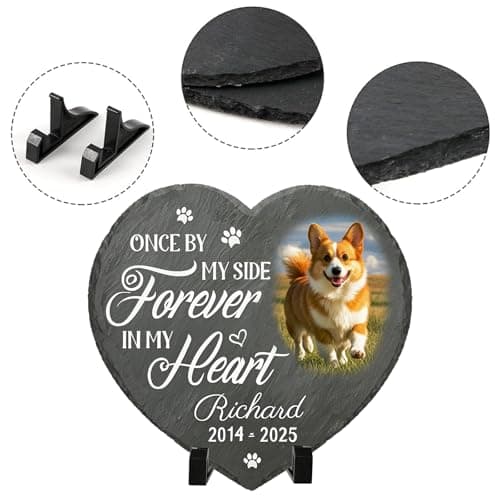 Umitive Personalized Pet Memorial Stone - Custom Dog Grave Marker with Name & Photo - Sympathy Gifts for Loss of Beloved Dog - Cemetery Decor - Rainbow Bridge Memorial for Dogs (Style A) - Thumbnail 4