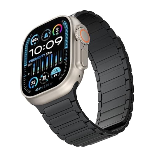 Magnetic Watch Band for Apple Watch Bands Ultra 3/2/1 bands for men women iwatch band 49mm 46mm 45mm 44mm 42mm Sport Silicone Wristband Strong Magnet link Strap for apple watch SE 3/2/1 ,Series 11 10 9 8 7 6 5 4 3 2 1 ,Black - Image 1