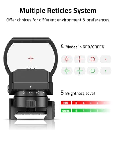 CVLIFE FoxSpook Motion Awake Multi Reticle Green & Red Dot Sight, Reflex Sight for Picatinny, Absolute Co-Witness Red Dot Optics Scope with 31×21mm Large Window - Thumbnail 3