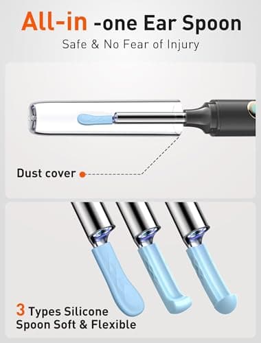 DEETOK Ear Wax Removal Tool Camera - Ear Cleaner with 1080P HD Camera, FSA HSA Store Eligible, Otoscope with Light, Earwax Removal Kit with 50 Replacement Tips for iPhone, iPad, Android Phones (Black) - Thumbnail 3