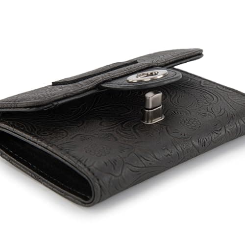 Montana West X Wrangler Black Wallet for Women Western Card Cases & Money Organizers Trifold Small Wallet with Rfid Lining Blocking and Zipper Coin Pocket - Thumbnail 4