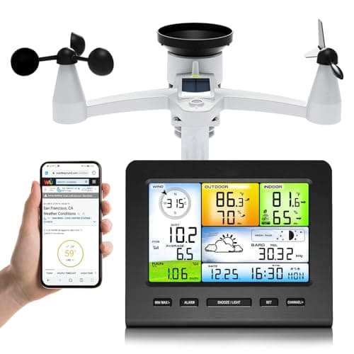 Urageuxy Weather Station Wireless Indoor Outdoor, Home Weather Stations with Rain Gauge, Wind Speed/Direction, Temperature, Humidity, Weather Forecast, Alarms, WiFi - Image 1