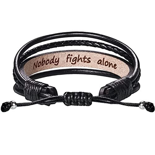 Btysun Motivation Gifts for Women Anxiety Relief Mens Bracelets Handmade Black Braided Leather Bracelet Boyfriend Husband Best Friend Bracelet Relaxed Coworker Encouragement Christmas Jewelry - Image 1