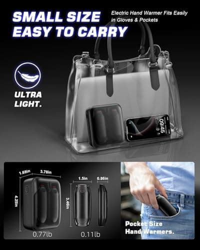 Kesguar Hand Warmers Rechargeable - 2 Pack 14000mAh AI Electric Hand Warmers with Charging Case, Magnetic 2 in 1 Pocket Handwarmers, Portable Heater Gifts for Women/Men/Golf/Camping/Hunting - Thumbnail 6
