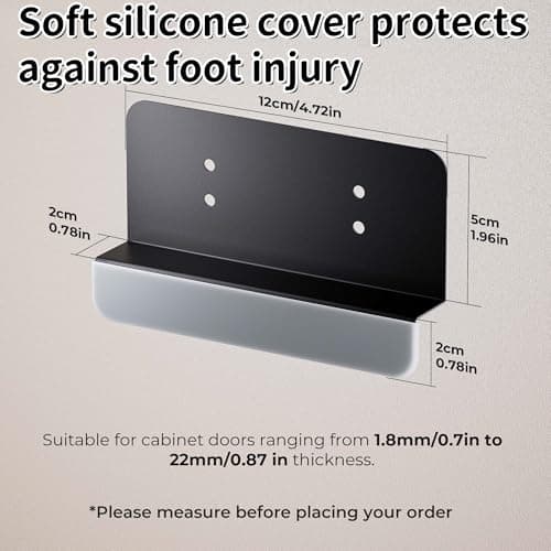 Adzyz Hands Free Garbage Drawer Foot Pull Handle Foot Pull for Trash Cabinet Drawer, Touchless Hands Free Design for Full Overlay Cabinet Door (2Pack Black) - Thumbnail 5