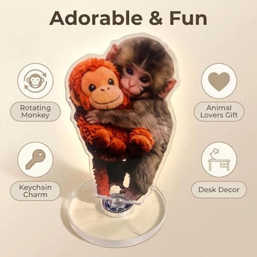 Yszbiay Protect Punch Monkey Rotating Monkey Acrylic Display Plaque – Cute Desktop & Car Ornament, Gift for Animal Lovers, 360° Spin, Decorative Keepsake for Home, Office, Holidays (yellowB) - Thumbnail 6