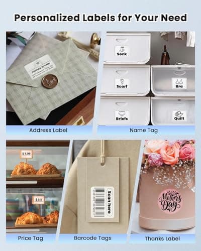 NDYIN Label Makers, Label Maker Machine with Tape, Bluetooth Label Maker, Portable Thermal 2 Inch Label Printer for Small Business, Barcode, Address, Logo, Clothing, Sticker Printer for Phones & PC - Thumbnail 5