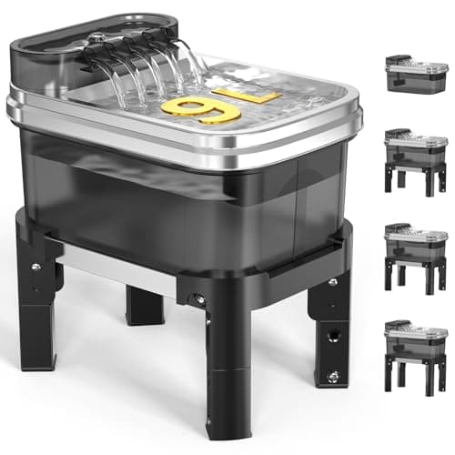 RPZ Dog Water Fountain, 9L Large Capacity Elevated Dog Water Bowl with Filter, 4-Level Adjustable Stainless Steel Water Dispenser for Large Dogs, Quiet Indoor Pet Fountain, No Spill Design - Image 1