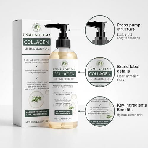 UNME SOULMA Collagen Oil, Collagen Lifting Body Oil, Firming Oil for Skin Tightening & After Shower Moisturizing, 3.38 Fl Oz - Thumbnail 5