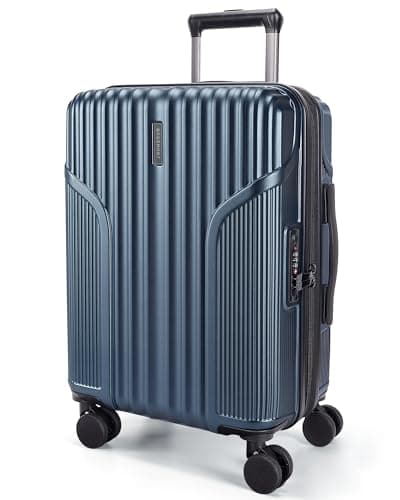 BAGSMART Carry On Luggage 22x14x9 Airline Approved, Lightweight luggage with Spinner Wheels, 20 Inch Expandable Hardside Carry On Suitcase with TSA Lock Rolling Travel suitcase Carry-On, Dark Blue - Image 1