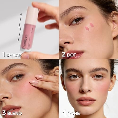 Exmiloo Liquid Blush – Natural Matte Blush for Cheeks, Long-Lasting Buildable Matte Blush Liquid for Everyday Looks, Vegan & Cruelty-Free, Sheer Nude - Thumbnail 5