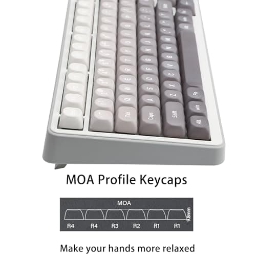 AKepopery 134 Keys MOA PBT Keycaps Set for Cherry Gateron MX Switches Mechanical Keyboard Key Cap (Gradient Gray) - Thumbnail 3