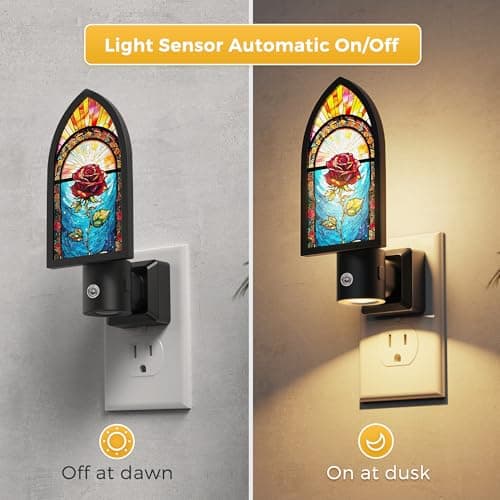 L LOHAS LED Night Lights Plug into Wall, Night Light with Light Sensor, 3000K Soft White, 0-100LM Brightness Adjustable, Acrylic Rose Nightlight for Bathroom Bedroom Hallway - Thumbnail 2