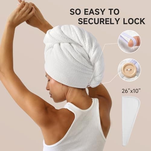 Umisleep 3 Pack Microfiber Hair Towel Wrap for Curly Hair, Super Absorbent Hair Drying Towel for Women, Kids, Hair Care Accessories, Hair Turban for Wet Hair (Grey, White, Pink) - Thumbnail 5