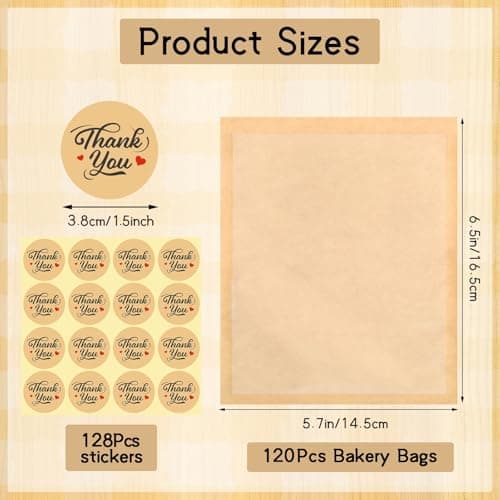 120 Pack Cookie Bags with Seal, 5.7x6.5 Inch Self Sealing Kraft Bakery Bags with Window, Heat Sealable & Grease Resistant To Go Sleeves for Donuts Scone Brownie Waffle Snacks - Thumbnail 2
